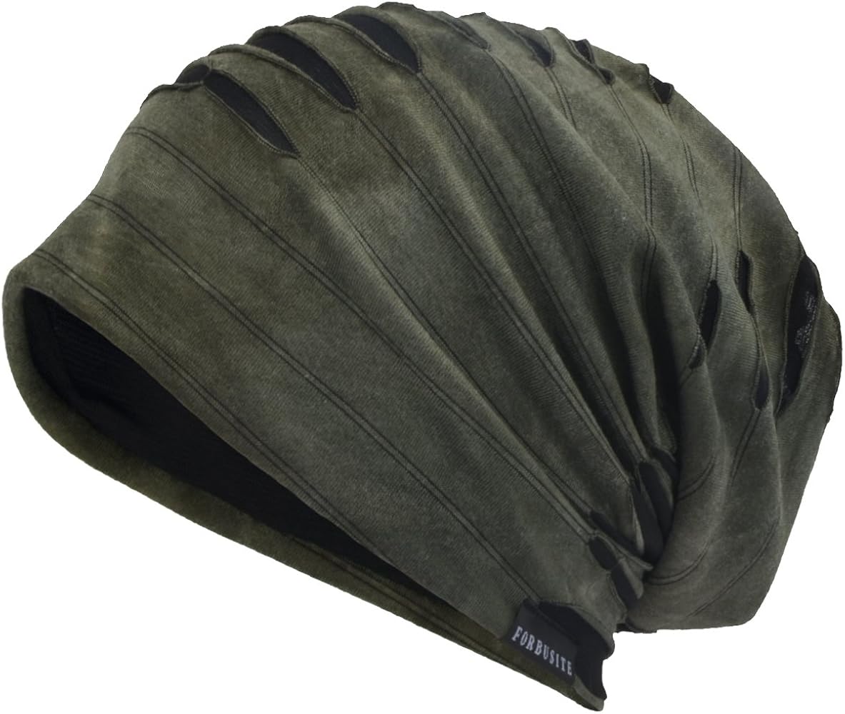 Men's Chic Striped Thin Baggy Slouch Summer Beanie Skull Cap Hat