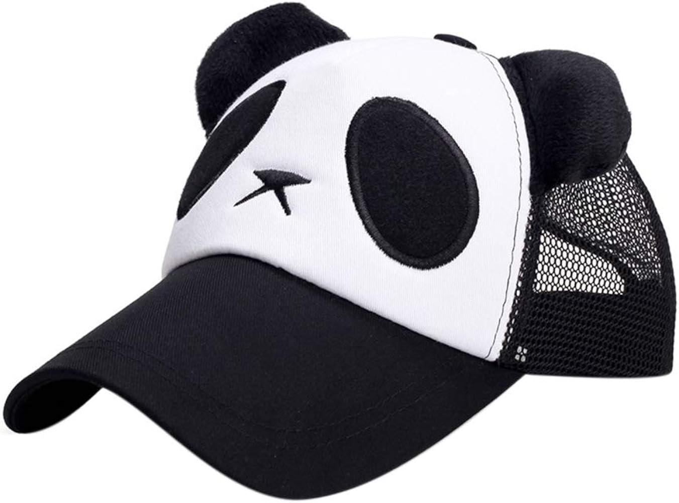 Unisex Canvas Baseball Cap Adjustable Sports Hat Mesh Dome Sun Hat with Panda Pattern for Women Men