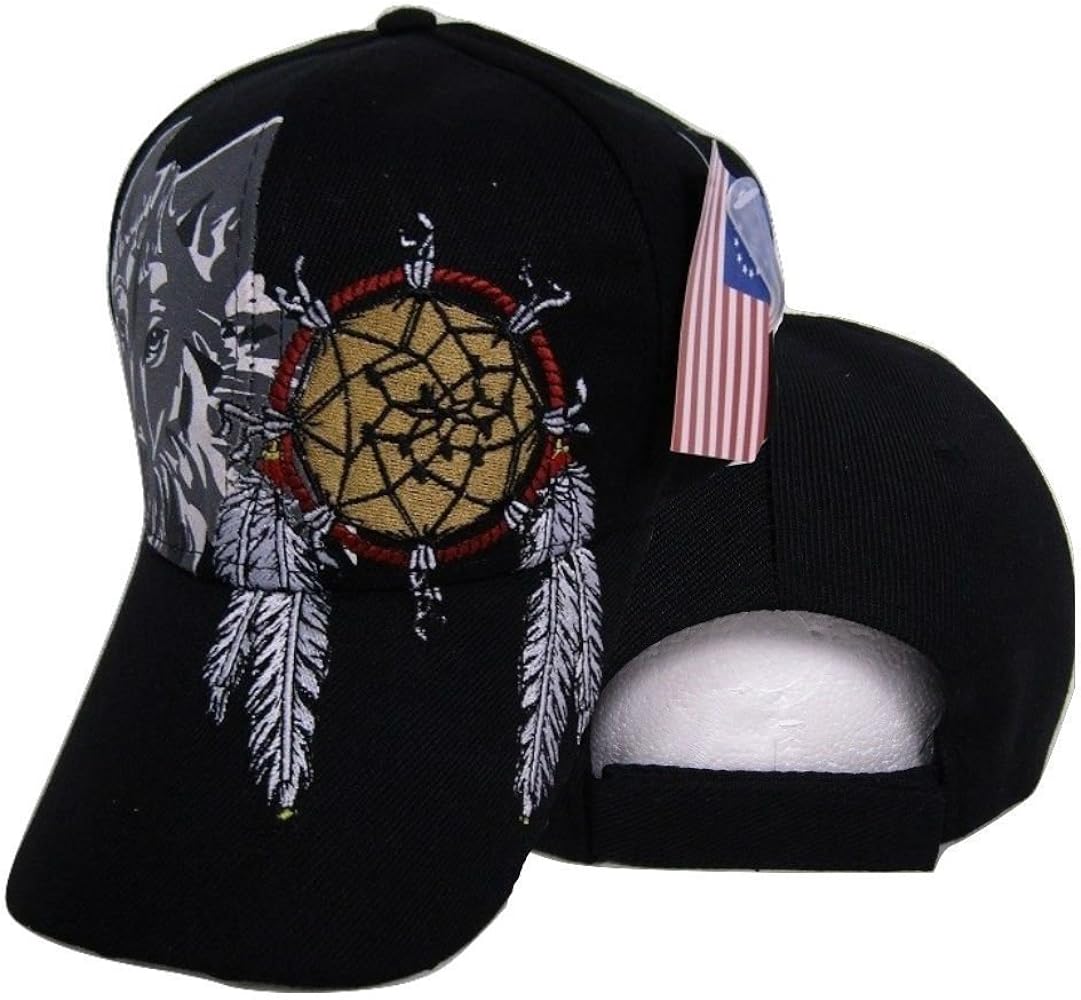 AES Native Pride American Dream Catcher Wolf Shadow Indian Embroidered Cap Hat