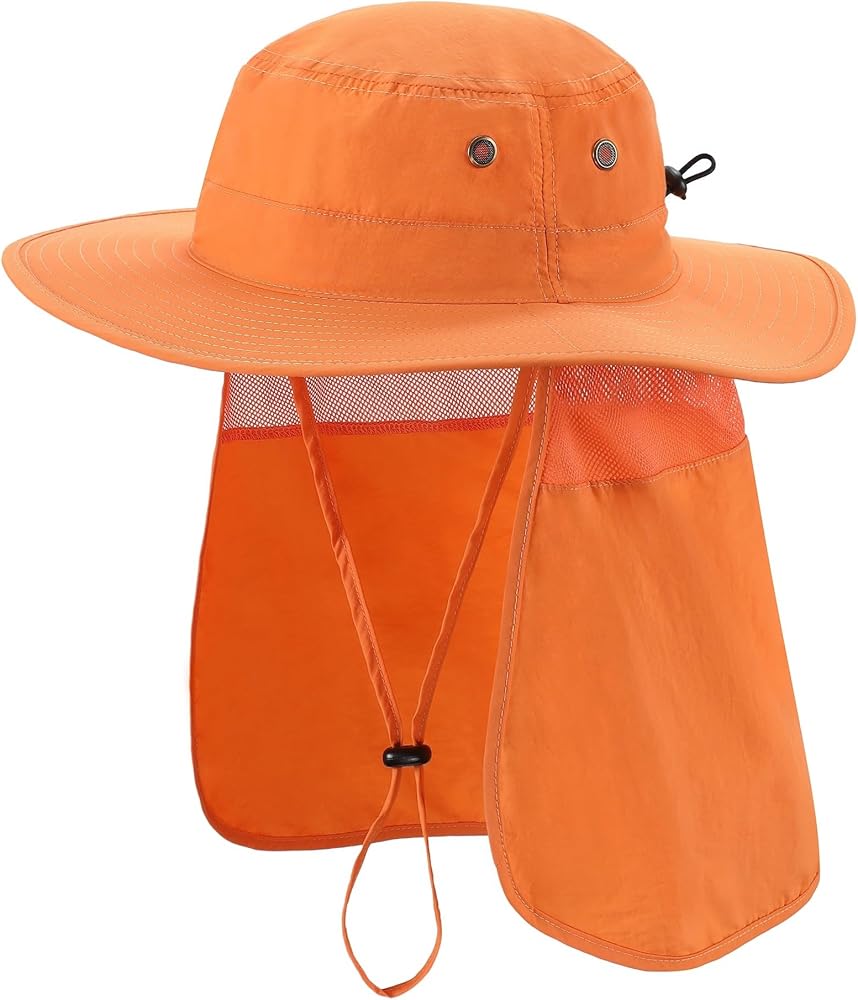 Home Prefer UPF50 Mens Sun Hat with Neck Flap Quick Dry UV Protection Cap Womens Wide Brim Fishing Hat Neck Flap Beach Garden