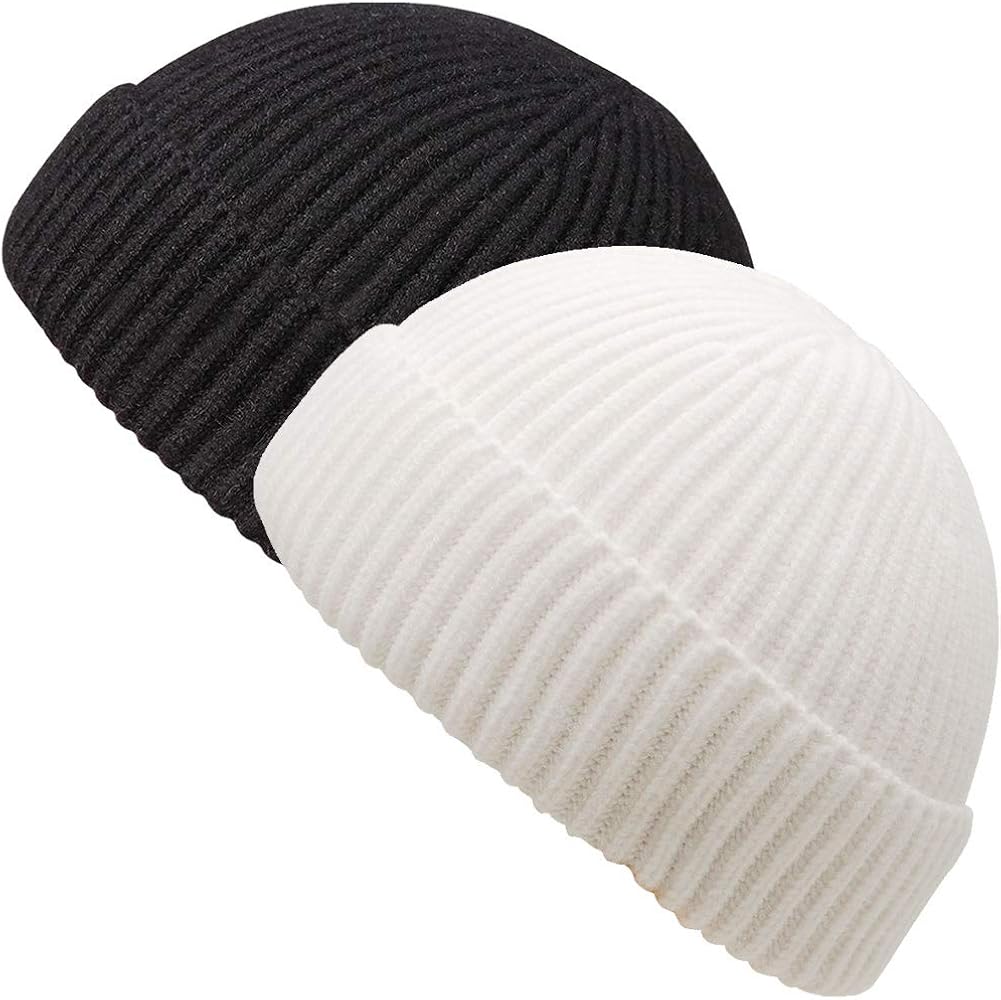 MaxNova Knit Cuff Short Fisherman Beanie for Men Women Warm Hats