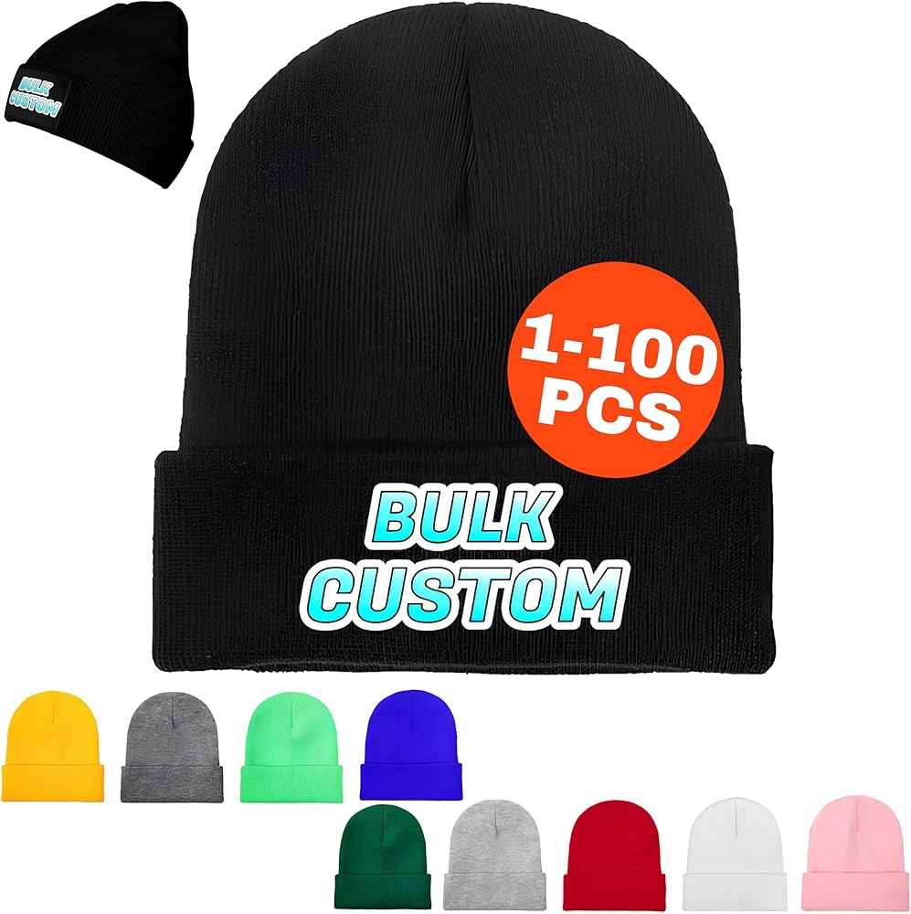 Custom Beanies Hat Bulk Beanies for Men with Designs Your Own Logo for Men or Women Customized Beanie Gifts