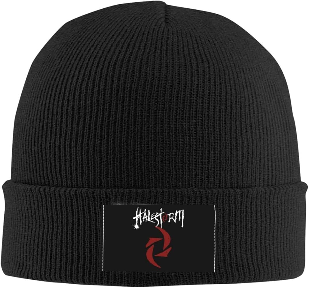 Halestorms Knit Hat Men's Skull Cap Fall Winter Outdoor Classic Essential Beanie Hats Unisex Black Cuffed Cap