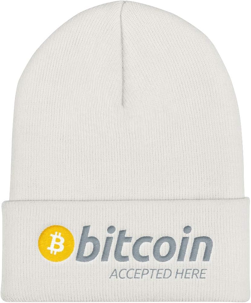 Bitcoin Accepted Here Hat (Embroidered Cuffed Beanie) BTC HODL Crypto Investor