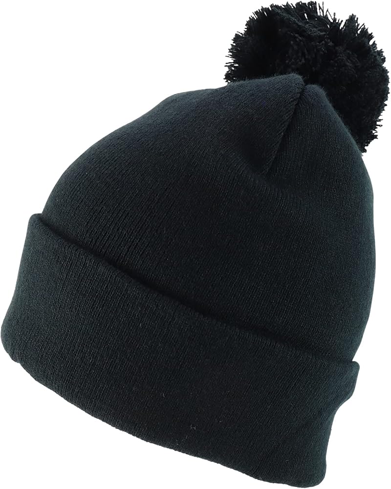 Trendy Apparel Shop XXL Oversized Solid Pom Pom Winter Stretch Knit Beanie Hat