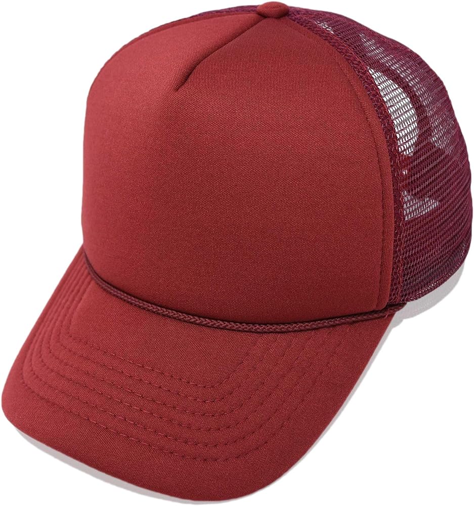 Trucker Hat Mesh Cap Solid Colors Lightweight with Adjustable Strap Small Braid