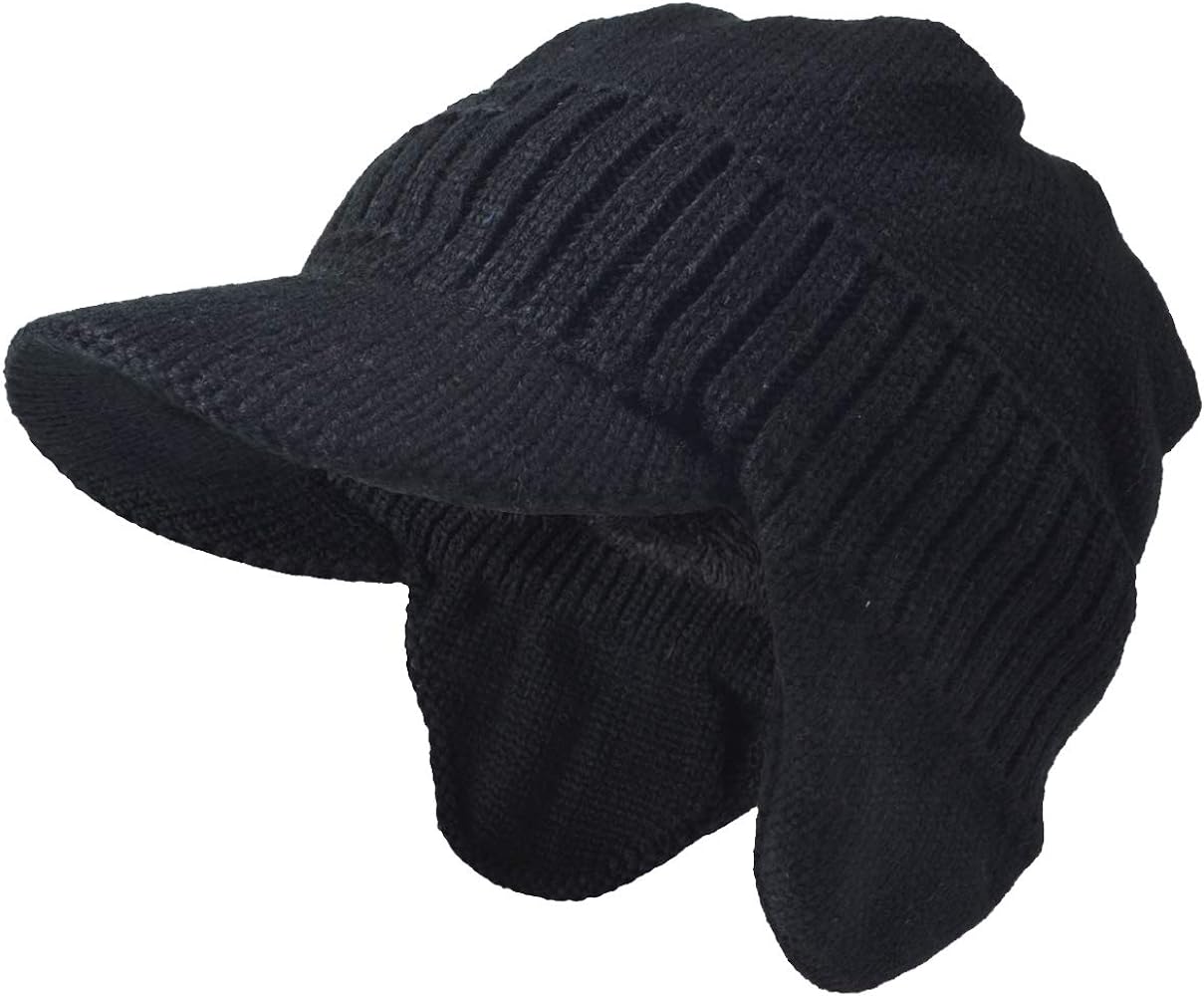 Men's Knit Beanie Visor Skullcap Cadet Newsboy Cap Ski Winter Hat