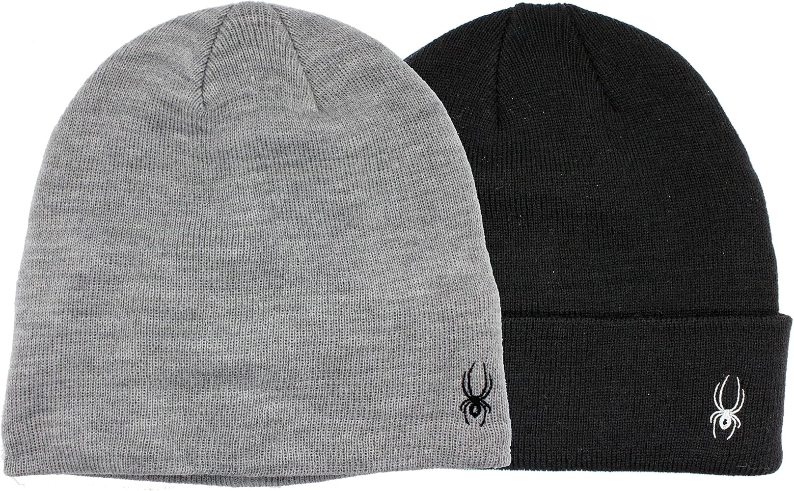 Spyder Wool Blend Beanies Hat for Men & Women | Two Packs with Inner Fleece Lined Headband | Black and Grey | One Size Fit Most