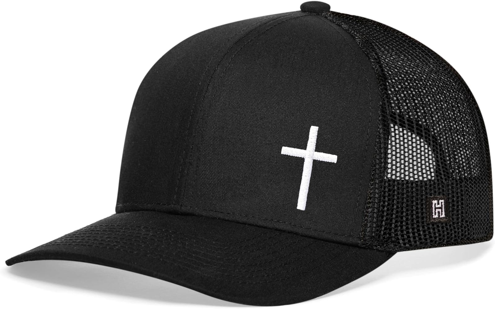 HAKA Cross Hat - Leather Christian Trucker Hat Jesus, Mesh Outdoor Hat for Men & Women, Adjustable Baseball Cap, Snapback Hat