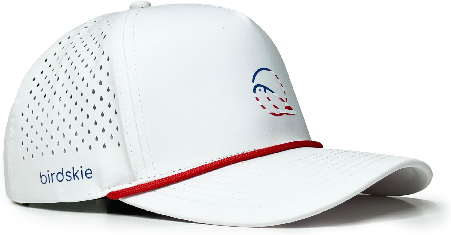 Golf Hat Snapback with Rope Design, Water Proof, Moisture Wicking, Breathable, Quick Drying, High Performance Golf Hat, The Captain 2 Golf Cap White Hat with Red Rope