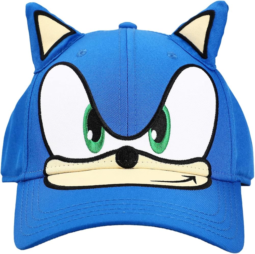 Bioworld Sonic The Hedgehog Big Face with Plush Ears Snapback Hat