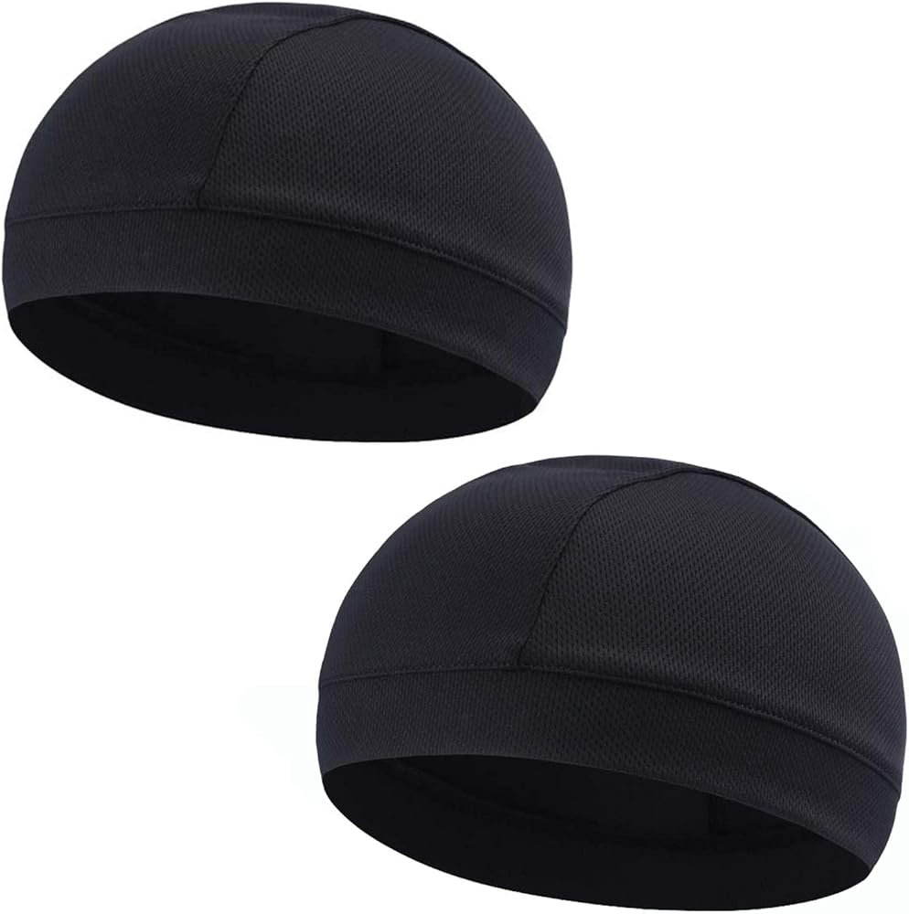 Moisture Wicking Skull Cap/Helmet Liner/Running Beanie Caps for Men - Motorcycle Cycling Breathable Dome Cap Sweatband