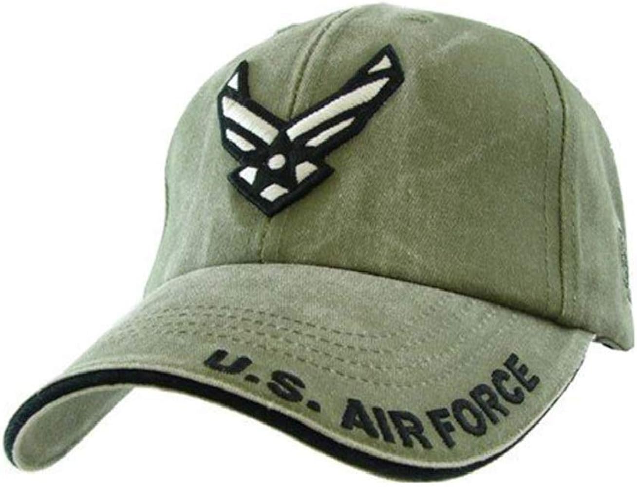 Eagle Crest U.S. Air Force Wings Logo Tonal Washed Mens Cap [Olive Drab Green - Adjustable]