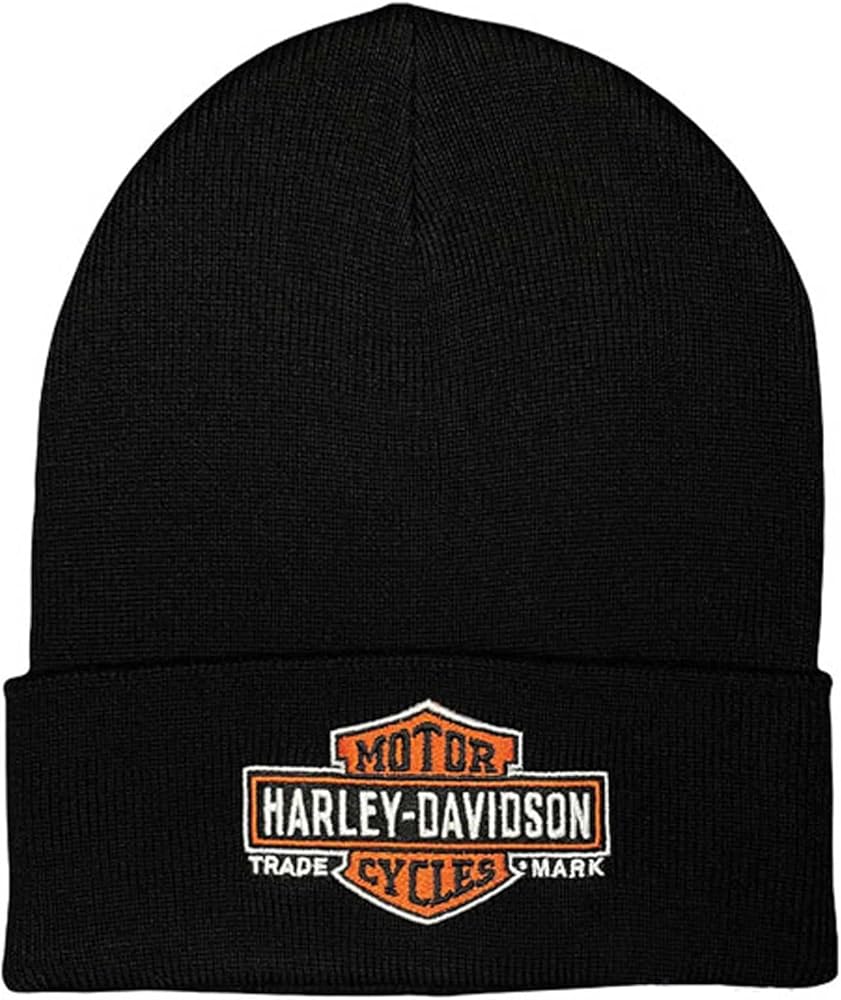 Harley-Davidson Men's Timeless Bar & Shield Logo Embroidered Cuffed Beanie Hat Black