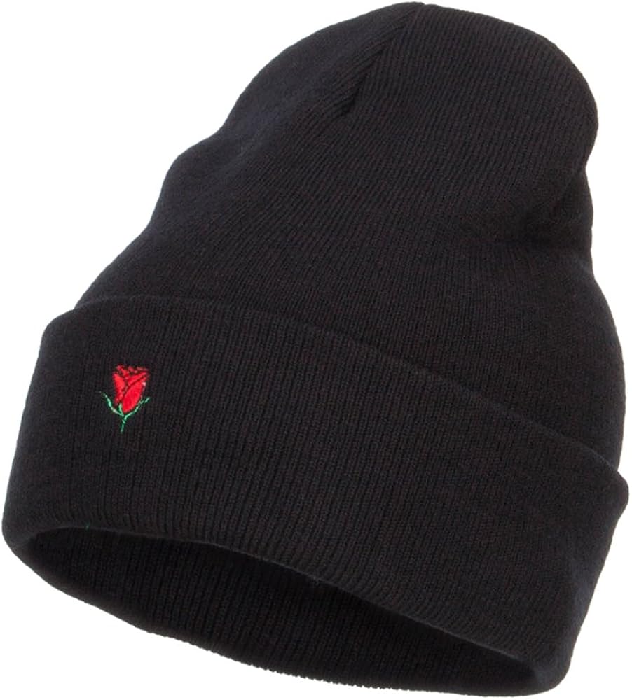 e4Hats.com Mini Rose Embroidered Long Beanie