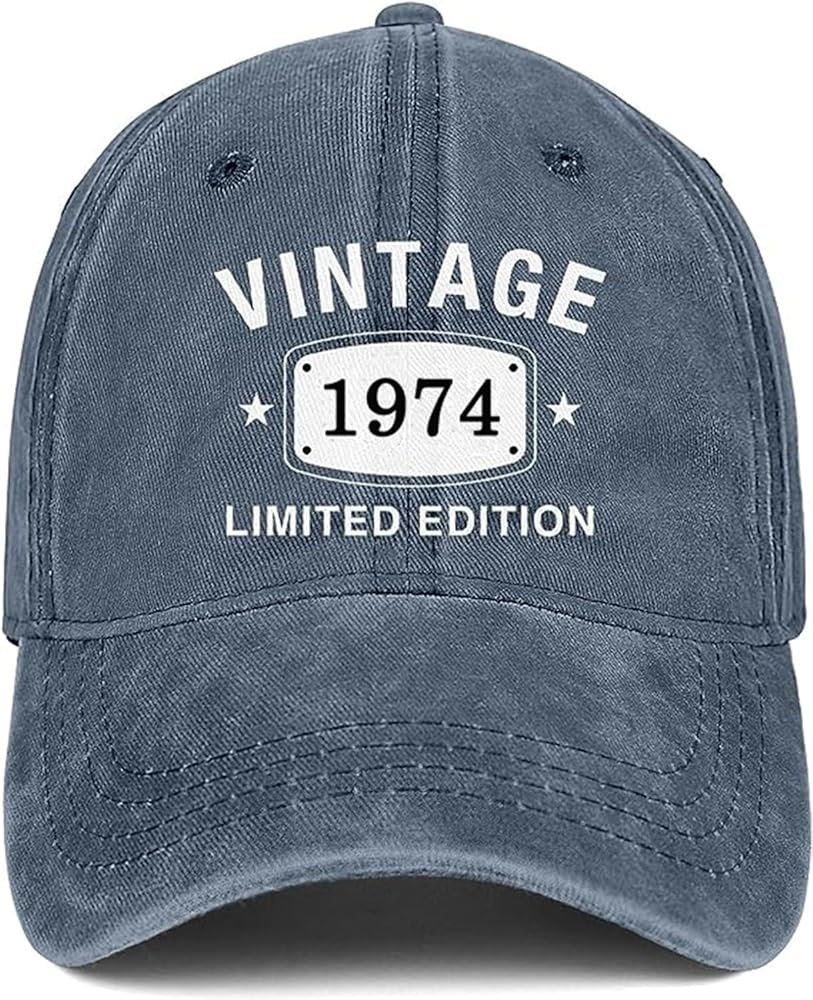 50th Birthday Gifts for Men Women Vintage 1974 Washed Distressed Baseball Cap Ideas Gift Retro Embroidered Hats