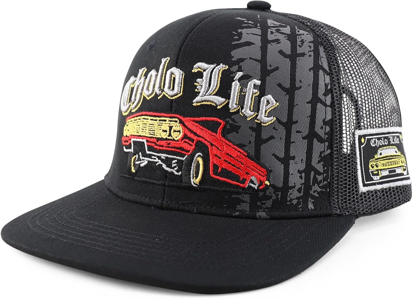 Trendy Apparel Shop 6 Panel Cholo Life 3D Embroidered Flatbill Mesh Back Cap