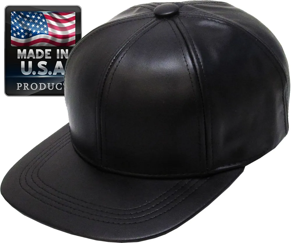 KBETHOS Genuine Leather Flat Bill Baseball Hat Cap - Made in USA