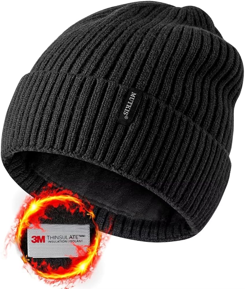 Beanie Hats for Men 30% Merino Wool Knit Hat, Winter Hats for Women Thick Warm Lined, Beanie for Women Cold Weather Skull Cap