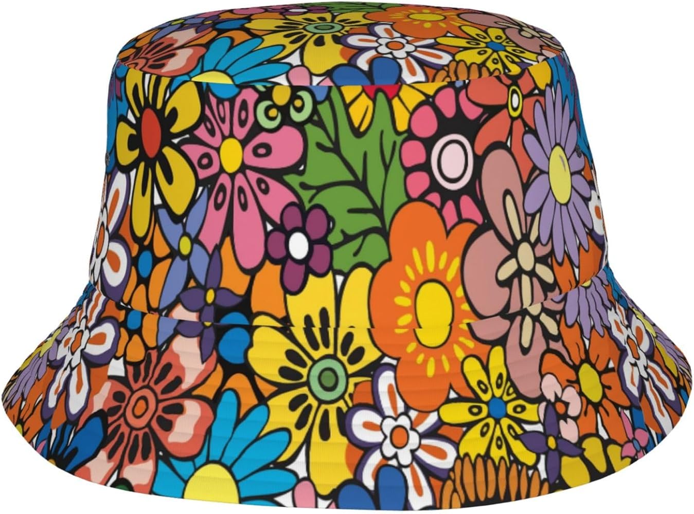 Chic Wildflowers Bucket Hat Summer Packable Fisherman Cap Beach Travel Sun Hat for Unisex Men Women