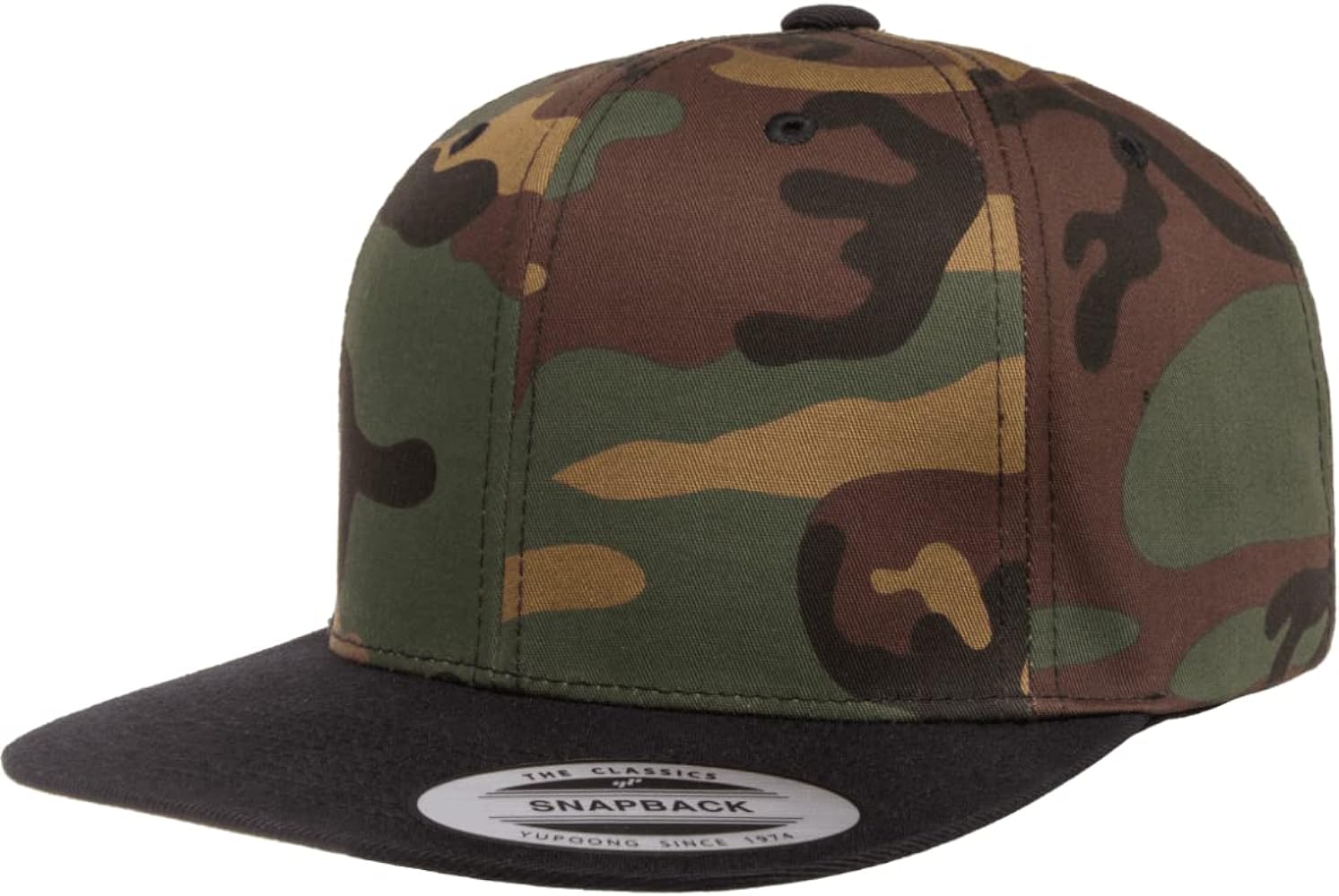 | Yupoong Classics 6 Panel High Profile Flatbill Hat OSFA | Premium Snapback Cap