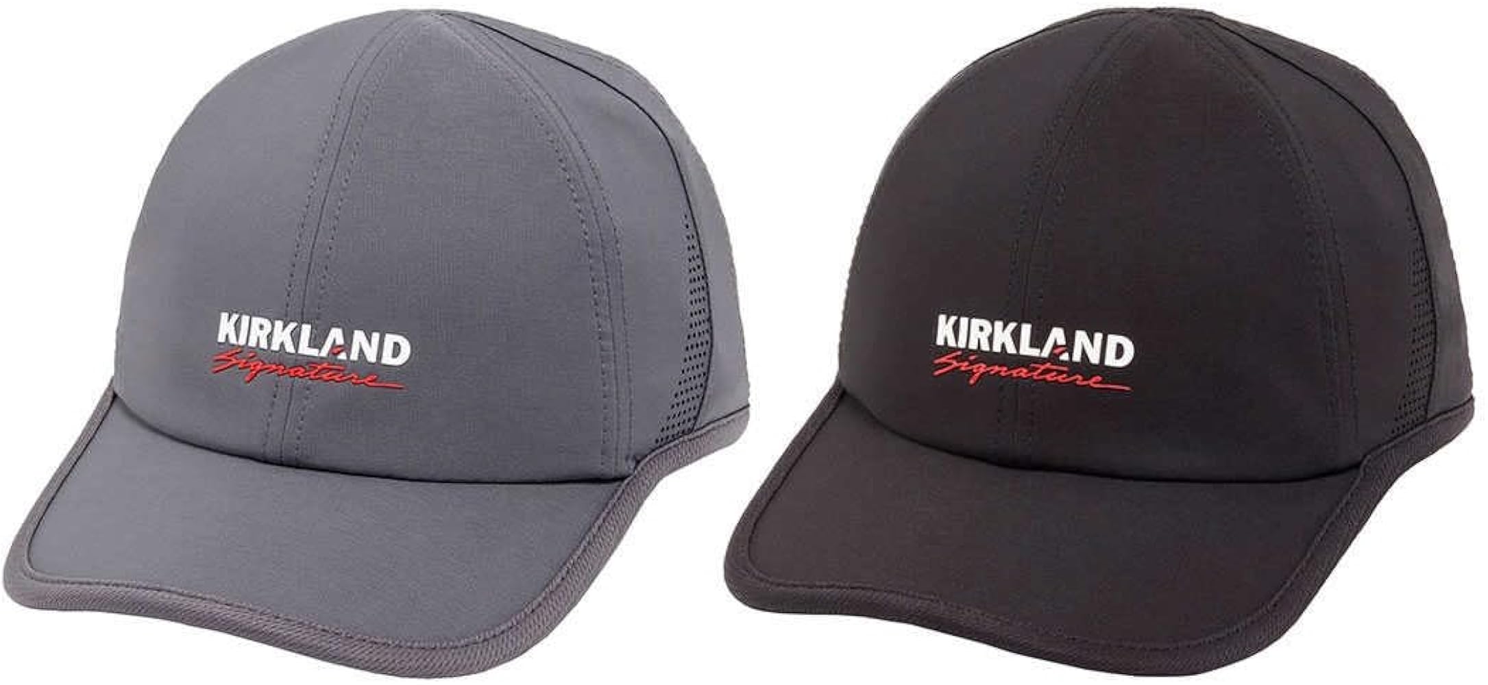 Kirkland Signature Unisex Logo Hat, 2-Pack (Adjustable fit, Grey and Black)