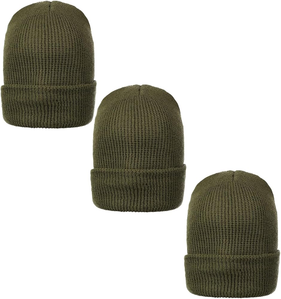 Genuine Wool Ski Watch Cap, Made in USA, 3 Pack - 100% Wool