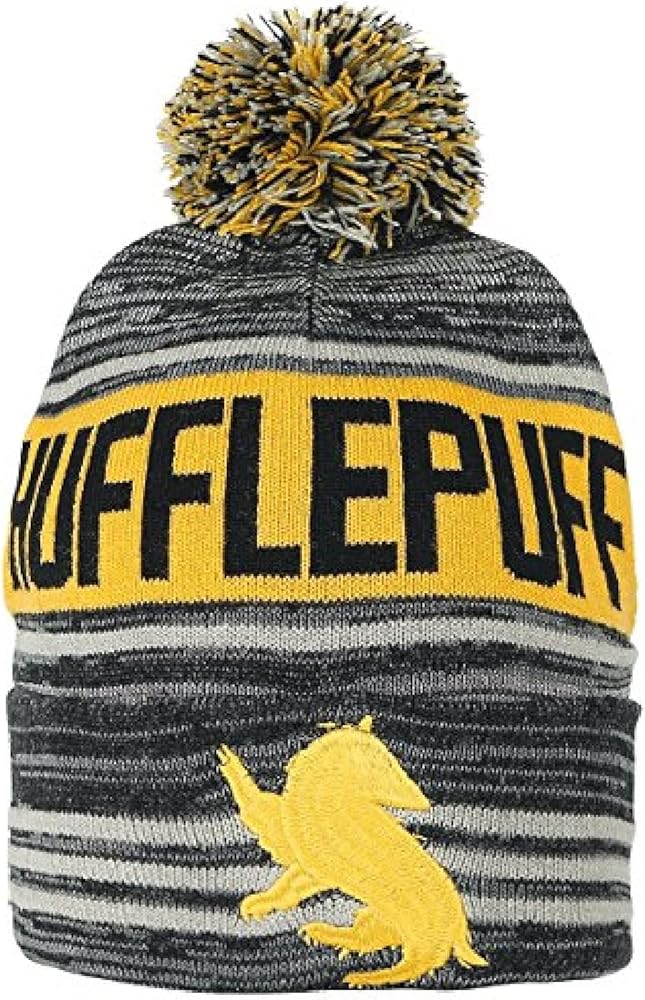 Harry Potter Hufflepuff Yellow Black Rolled Beanie