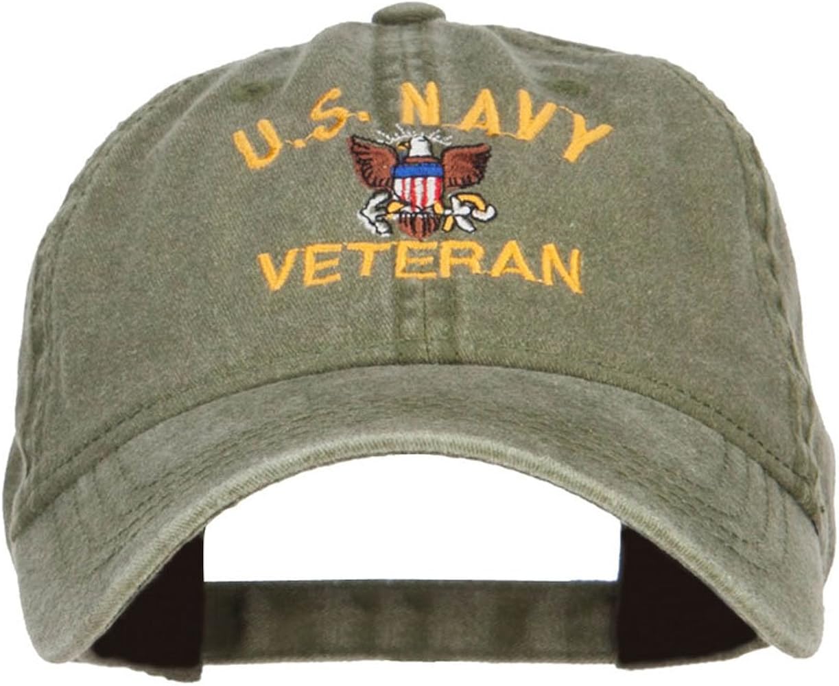 e4Hats.com US Navy Veteran Military Embroidered Washed Cap