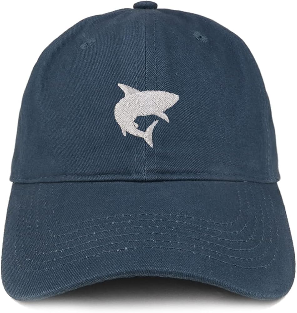 Trendy Apparel Shop Shark Embroidered Low Profile Soft Cotton Baseball Cap