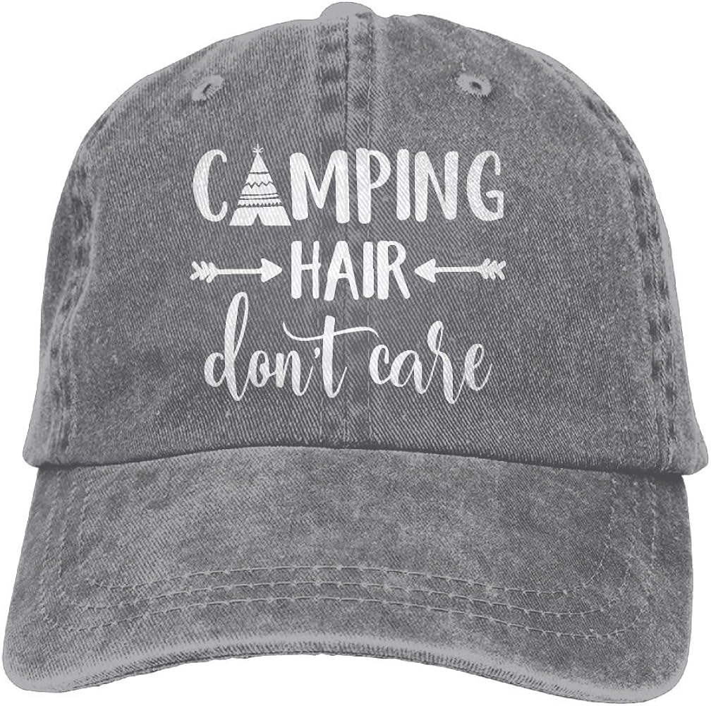 Unisex Camping Hair Don't Care Vintage Adjustable Baseball Cap Denim Dad Hat