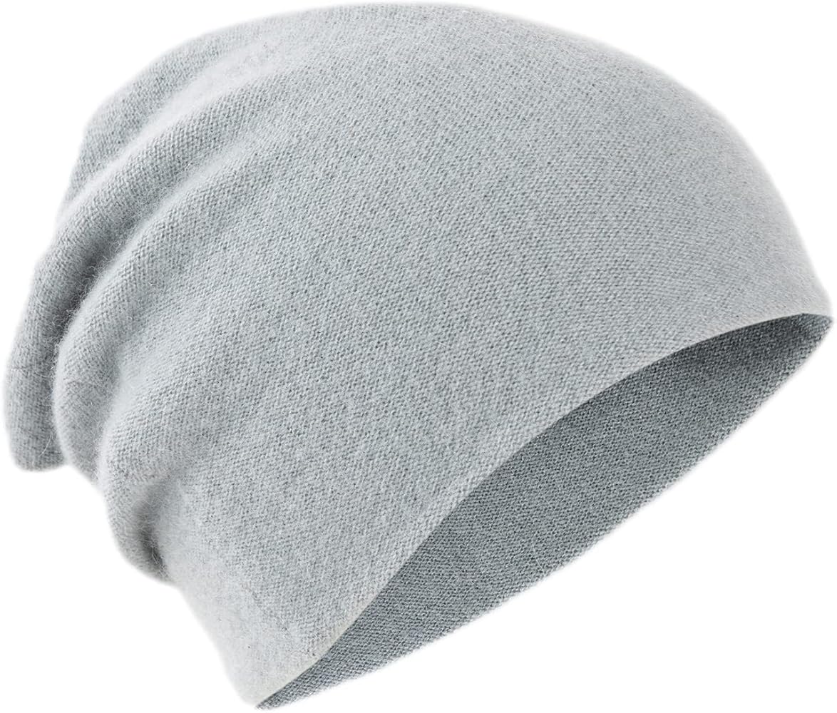 100% Cashmere Beanie for Women and Men with Gift Box, Oversized Soft Knitted Hat, Double-Layered Cashmere Ski Cap