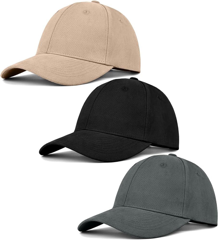 3 Pack Unisex Cotton Baseball Cap Adjustable Unconstructed Plain Sport Dad Golf Hat for Men and Women