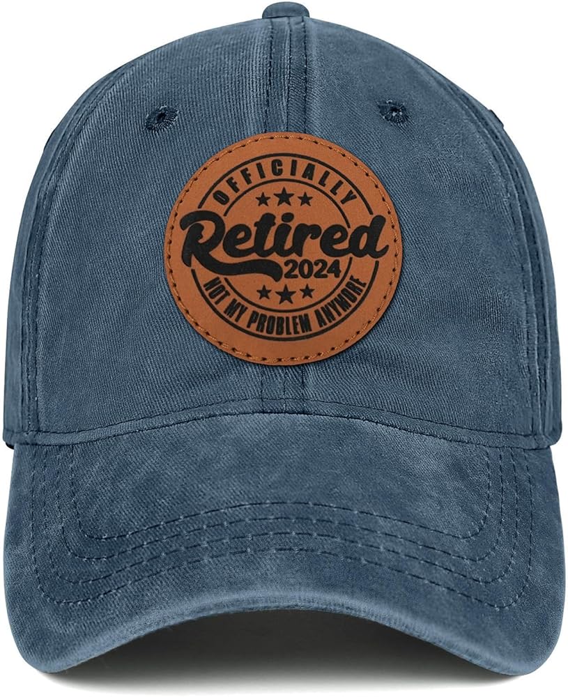 Retired Hat Retirement Gifts for Men Women Retired 2024 Not My Problem Anymore Leather Pattern 100% Cotton Baseball Cap