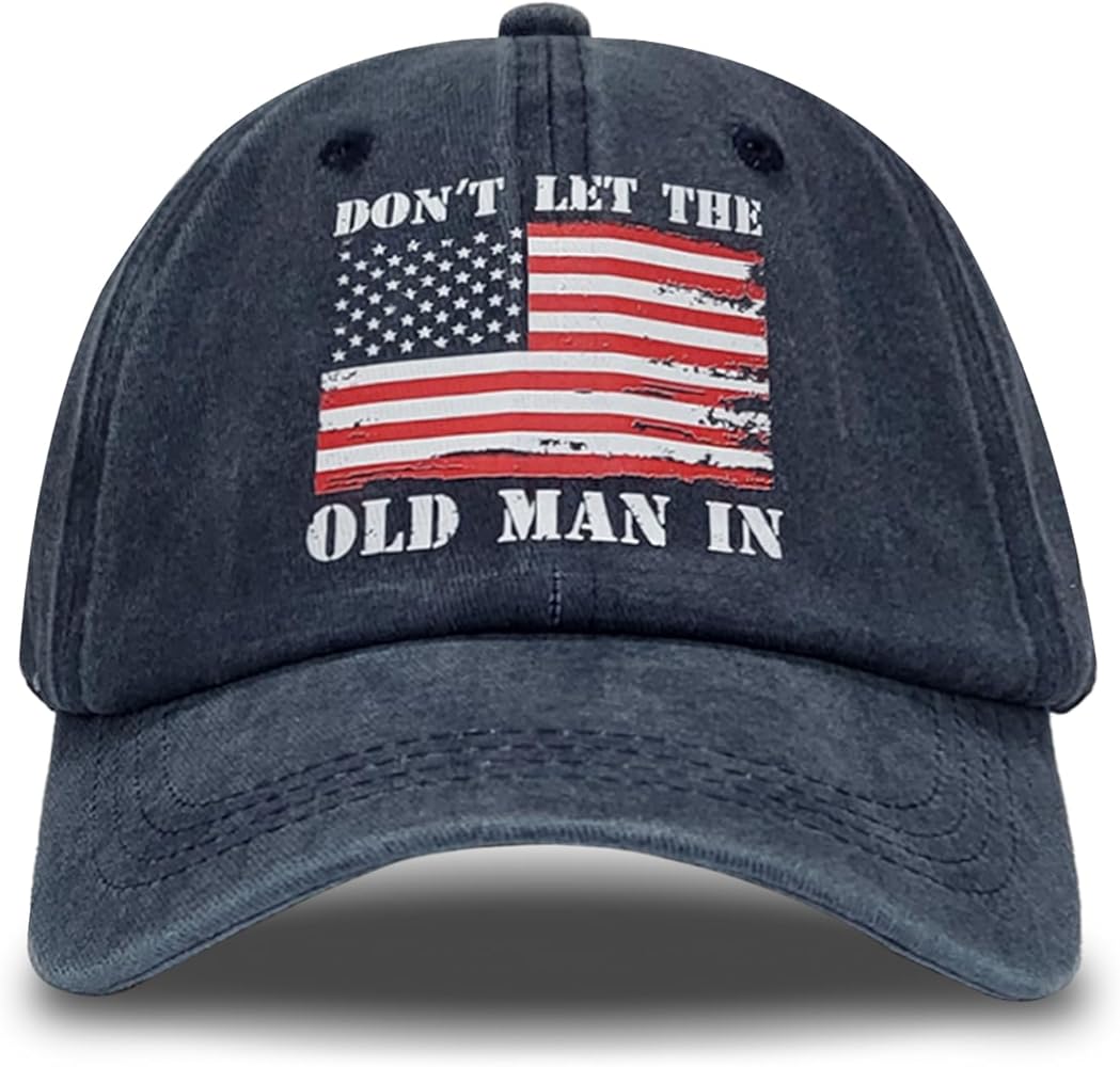 Vintage Baseball Cap Dad hat,Old Man in Hat for Men Women,American Flag Washed Cotton Sun Hats.