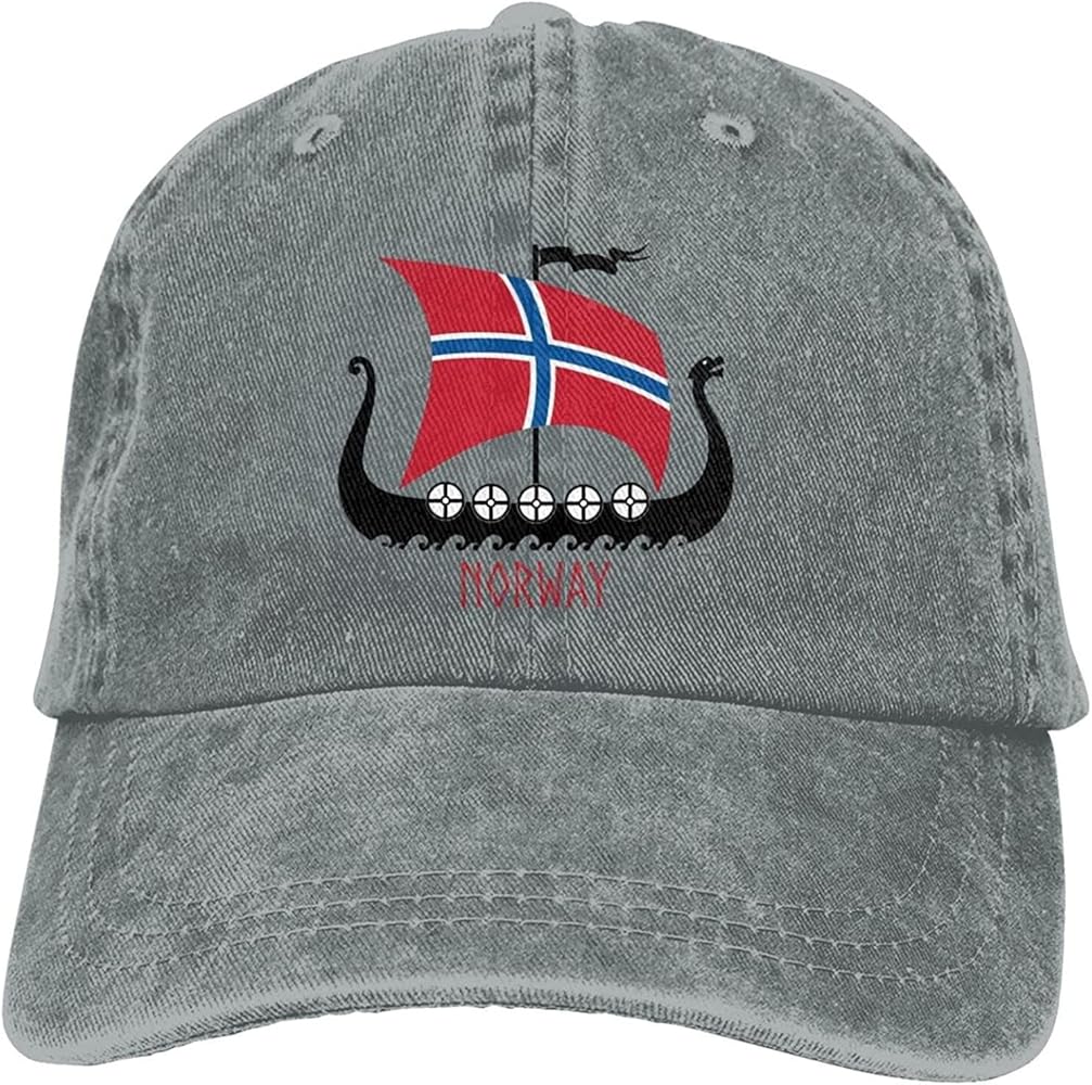 Norwegian Flag Norway Viking Ship Denim Baseball Cap Adjustable Dad Hats Snapback Cap for Unisex