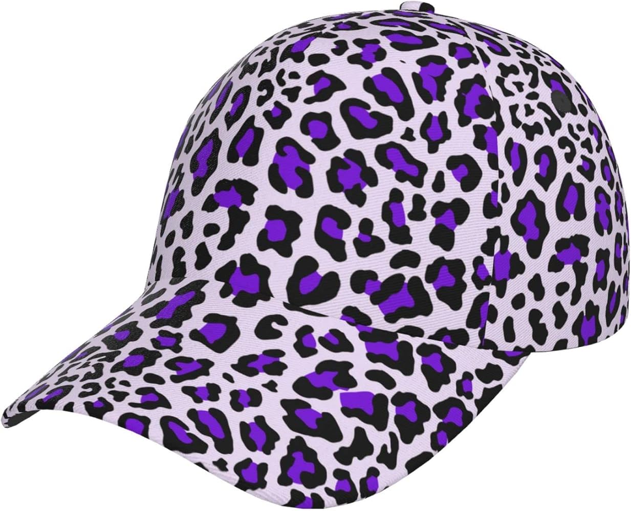 Purple Fashionable Leopard Cheetah Animal Print 3D Print Baseball Cap Unisex Hat