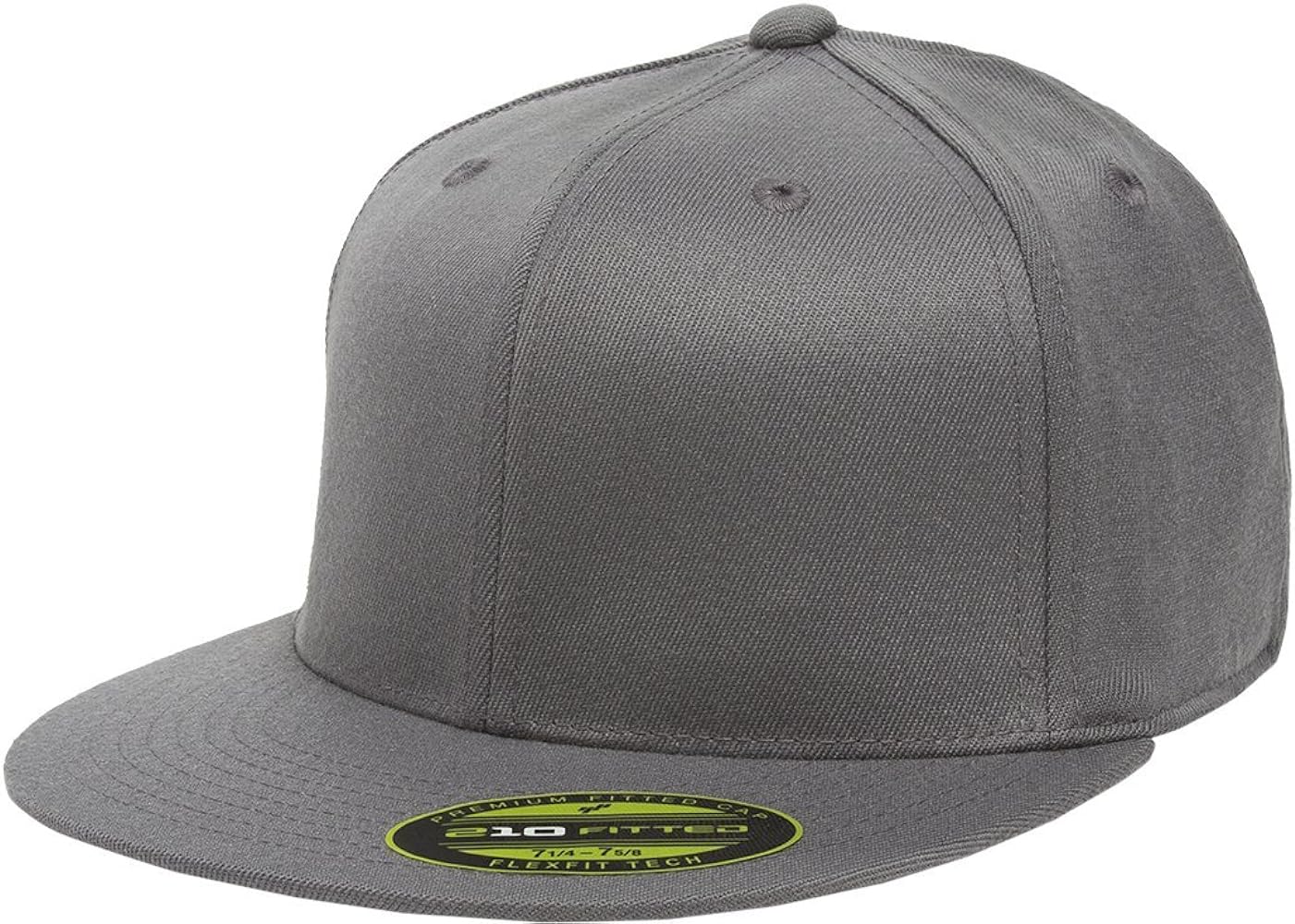 Flexfit Original Blank Flatbill Premium Fitted 210 Hat Cap Flex Fit Flat Bill Small/Medium - Dark Grey