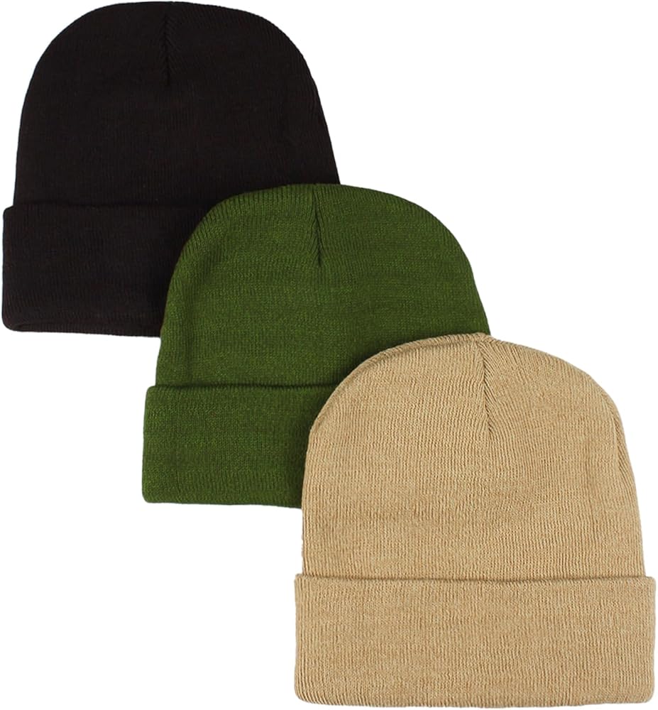 3 Pack Unisex Beanie Hat Winter Soft Skull Cap Knit Beanies Warm Ski Cap for Men Women