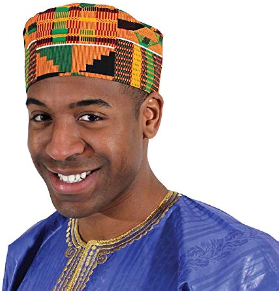 African Kente Kufi Hat, Kofi Hat, Ankara Cap, African Men Hat, Black History Month Men Accessory, Ghana Hat