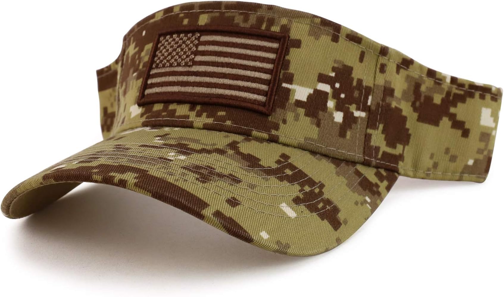 Trendy Apparel Shop USA American Flag Embroidered Polyester Summer Visor Hat