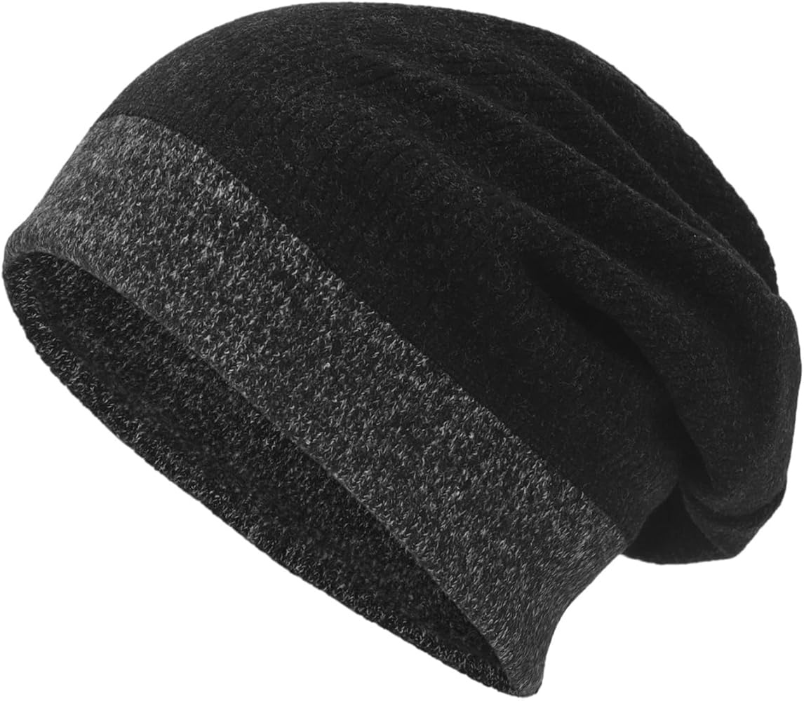 Unisex Winter Slouchy Beanie for Men and Women Cuffed Skull Cap Warm Soft Knit Hat