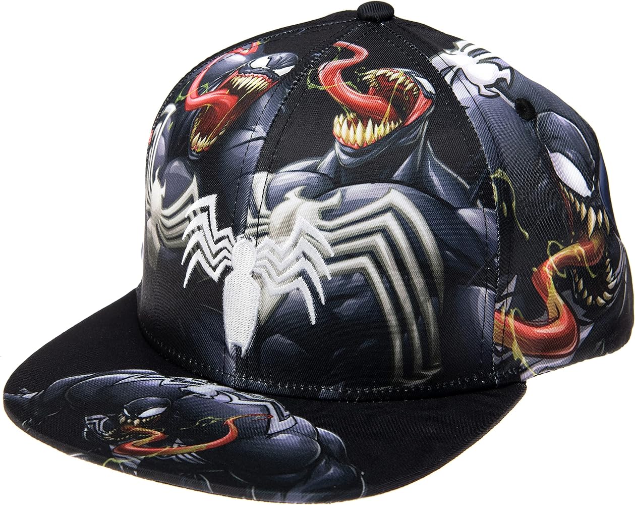 Marvel Comics Mens Spiderman Character Costume Embroidered/Printed Snapback Flatbrim Baseball Cap Hat