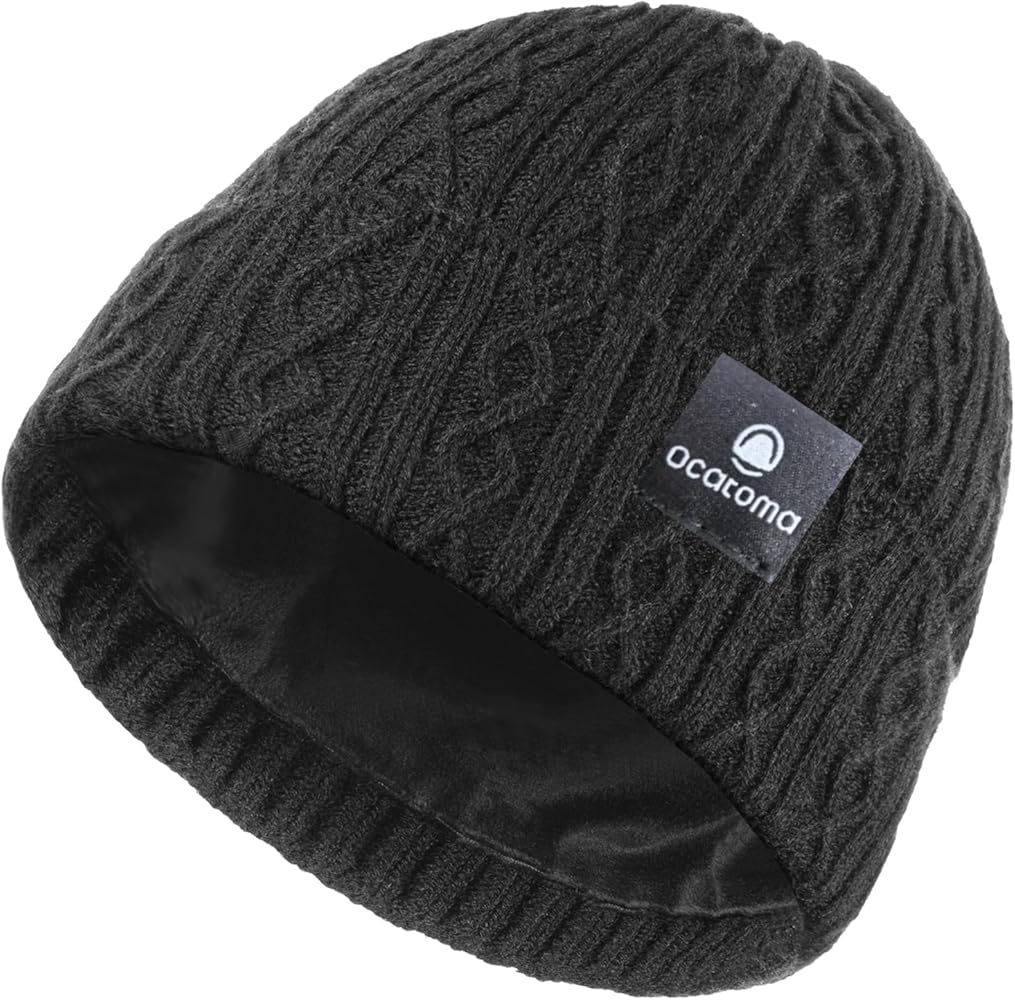 Beanie Hat for Men Women Knit Cuffed Beanie Unisex Soft Warm Winter Ski Hats Black