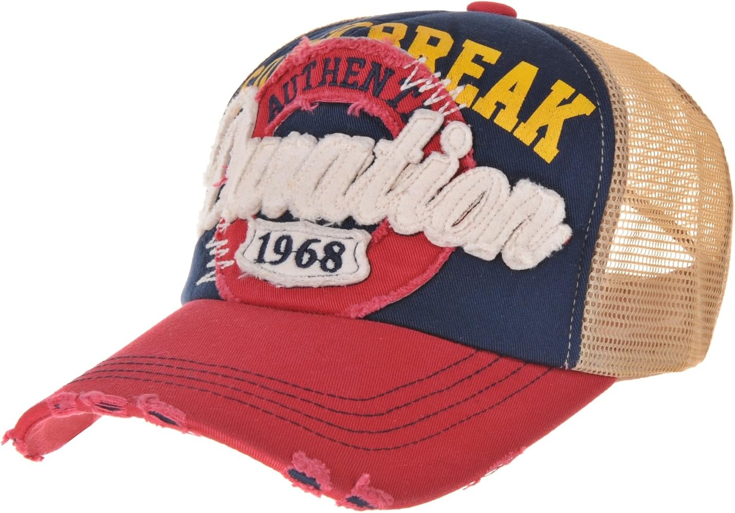 WITHMOONS Meshed Baseball Cap Distressed Trucker Hat Star KR1185