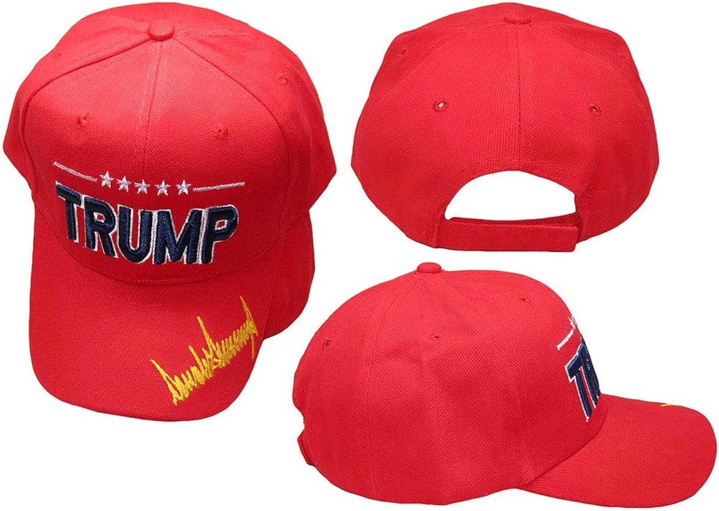 Trump Signature Signed Red 100% Cotton Embroidered Hat Cap