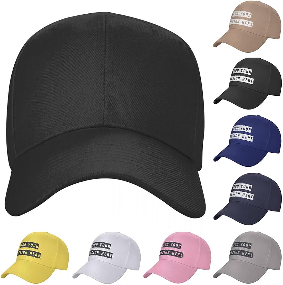 Customize Baseball Cap with Your Photo Text, Personalized Hats for Men Women, 9 Colors