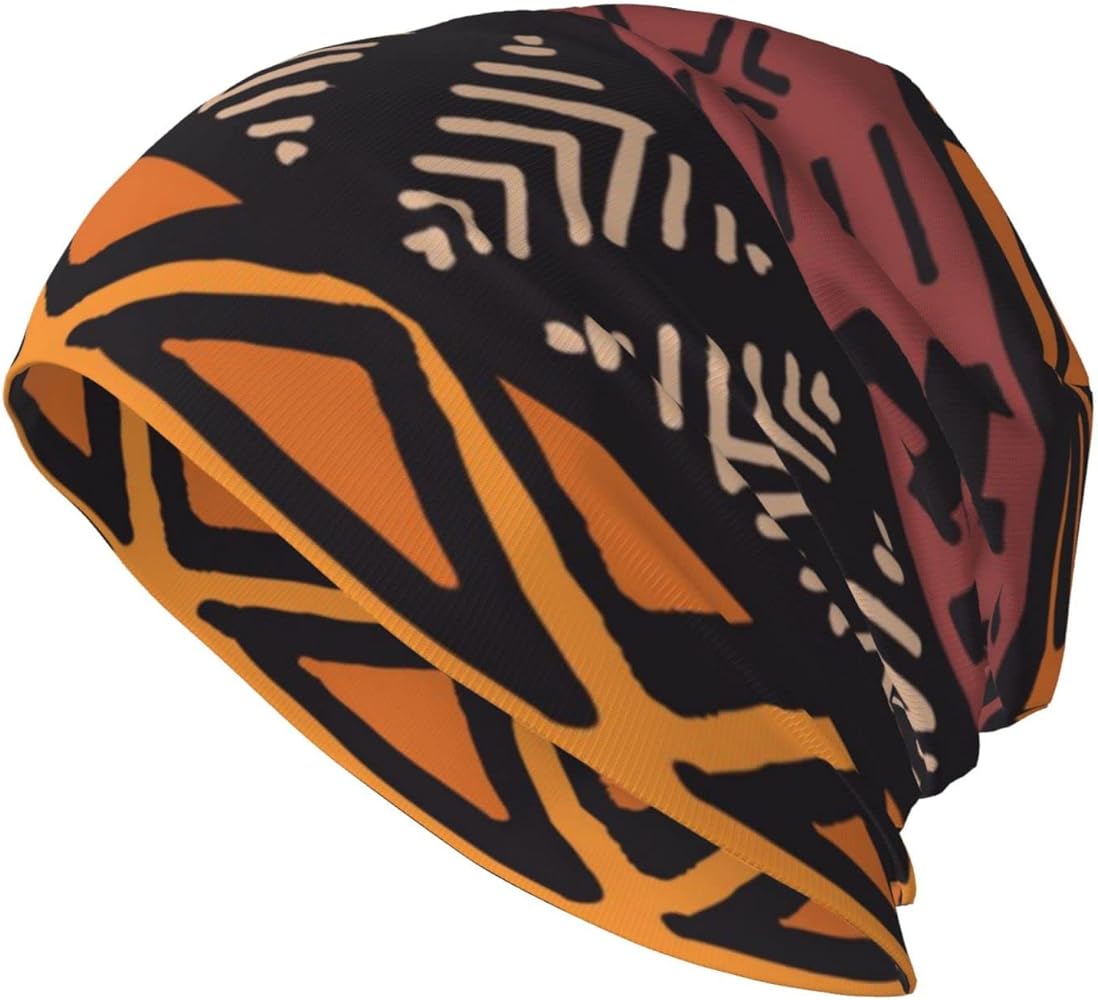 Winter Knitted Beanie Hat for Women/Men - African Mud Cloth Tribal - Warm & Soft Caps for Outdoor Skiing